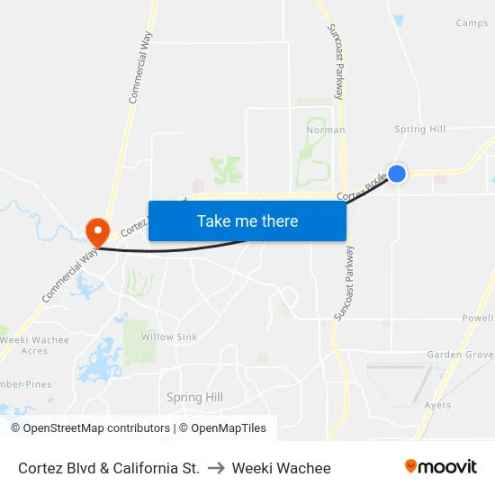 Cortez Blvd  & California St. to Weeki Wachee map