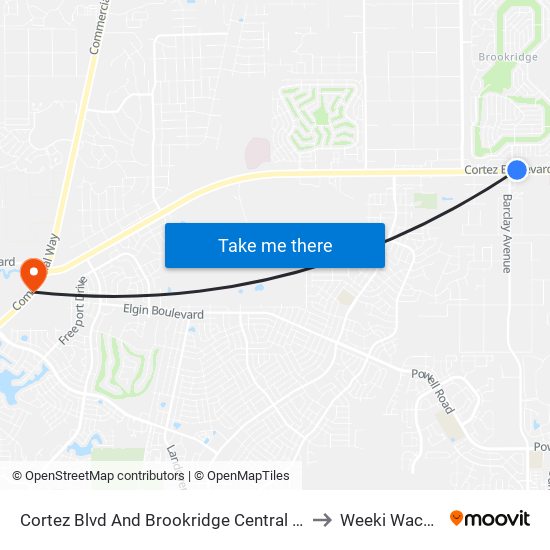 Cortez Blvd  And Brookridge Central Blvd. to Weeki Wachee map