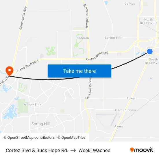 Cortez Blvd & Buck Hope Rd. to Weeki Wachee map