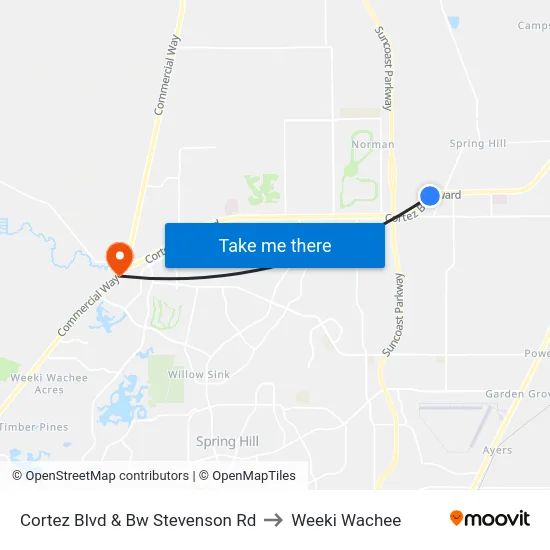 Cortez Blvd & Bw Stevenson Rd to Weeki Wachee map