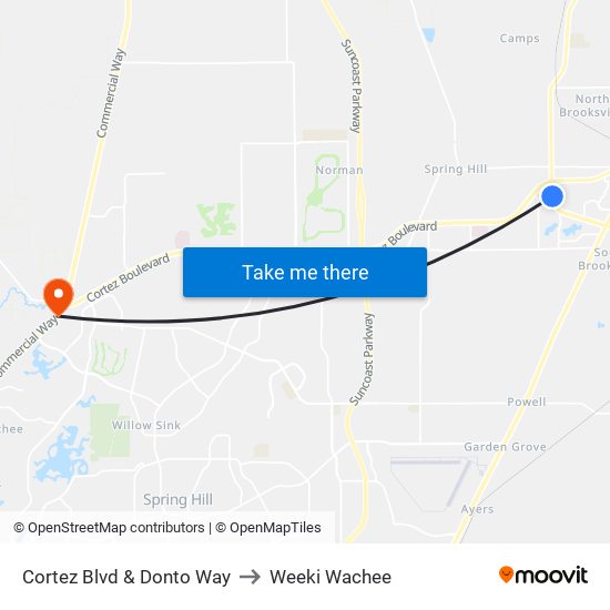 Cortez Blvd & Donto Way to Weeki Wachee map