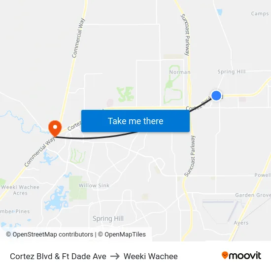 Cortez Blvd & Ft Dade Ave to Weeki Wachee map