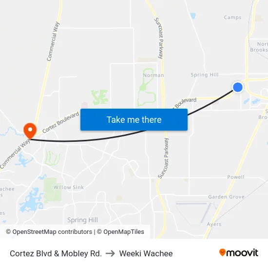 Cortez Blvd & Mobley Rd. to Weeki Wachee map