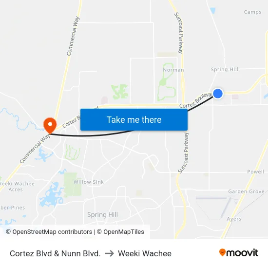 Cortez Blvd & Nunn Blvd. to Weeki Wachee map