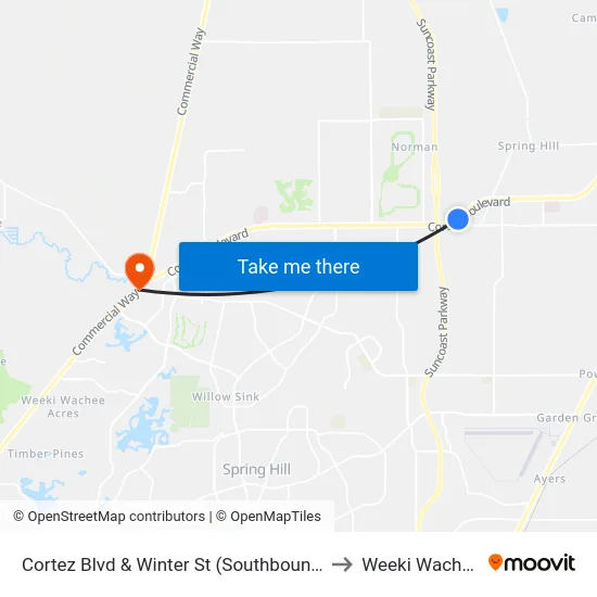 Cortez Blvd & Winter St (Southbound) to Weeki Wachee map