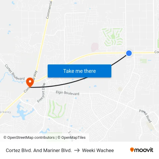 Cortez Blvd. And Mariner Blvd. to Weeki Wachee map