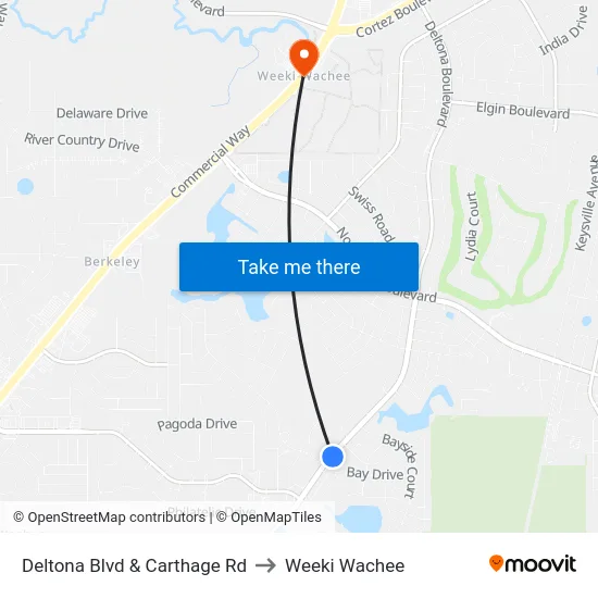 Deltona Blvd & Carthage Rd to Weeki Wachee map