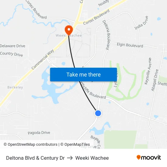 Deltona Blvd & Century Dr to Weeki Wachee map