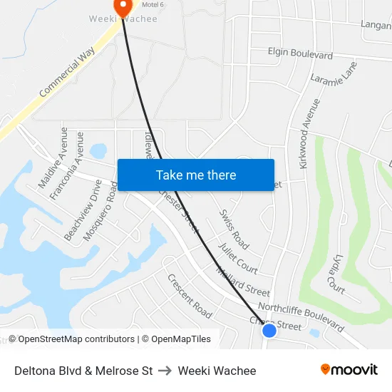Deltona Blvd & Melrose St to Weeki Wachee map