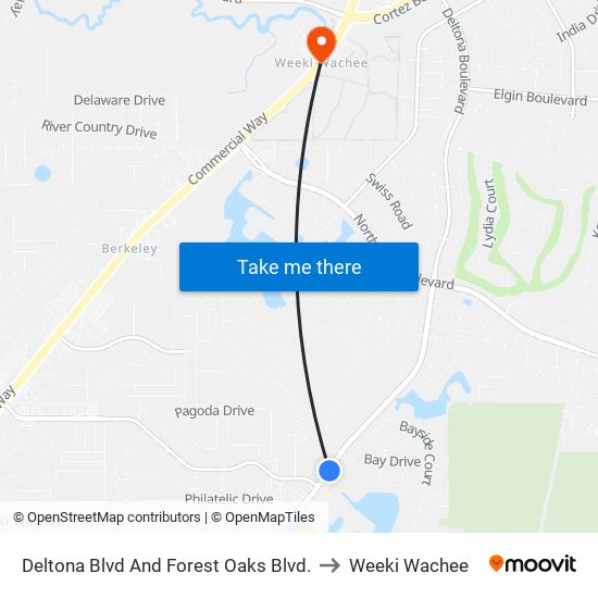 Deltona Blvd And Forest Oaks Blvd. to Weeki Wachee map