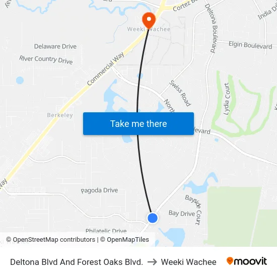 Deltona Blvd And Forest Oaks Blvd. to Weeki Wachee map