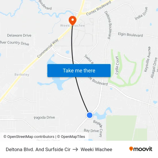 Deltona Blvd. And Surfside Cir to Weeki Wachee map