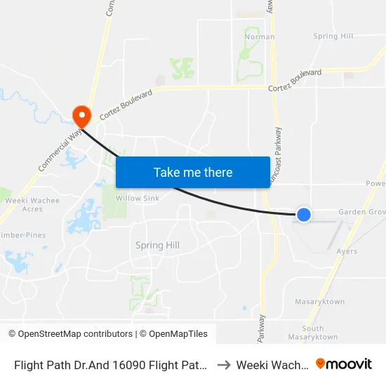 Flight Path Dr.And 16090 Flight Path Dr to Weeki Wachee map