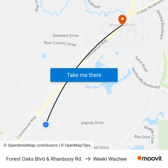 Forest Oaks Blvd  & Rhanbuoy Rd. to Weeki Wachee map