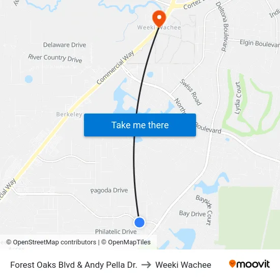 Forest Oaks Blvd & Andy Pella Dr. to Weeki Wachee map