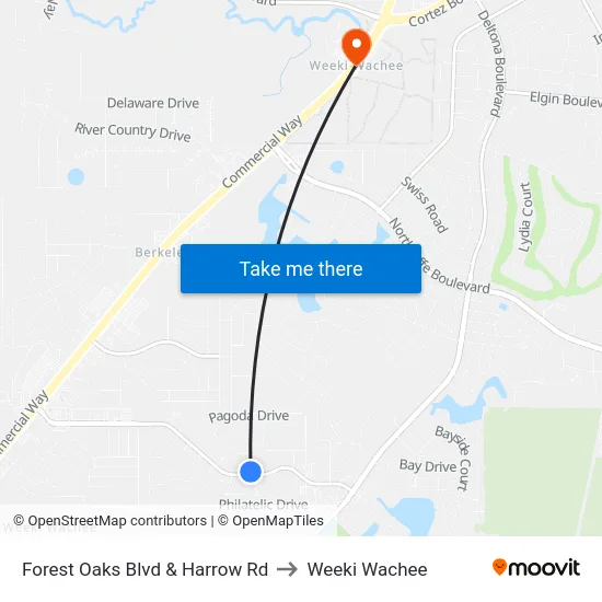 Forest Oaks Blvd & Harrow Rd to Weeki Wachee map