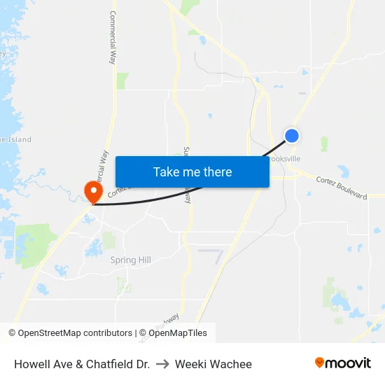 Howell Ave & Chatfield Dr. to Weeki Wachee map