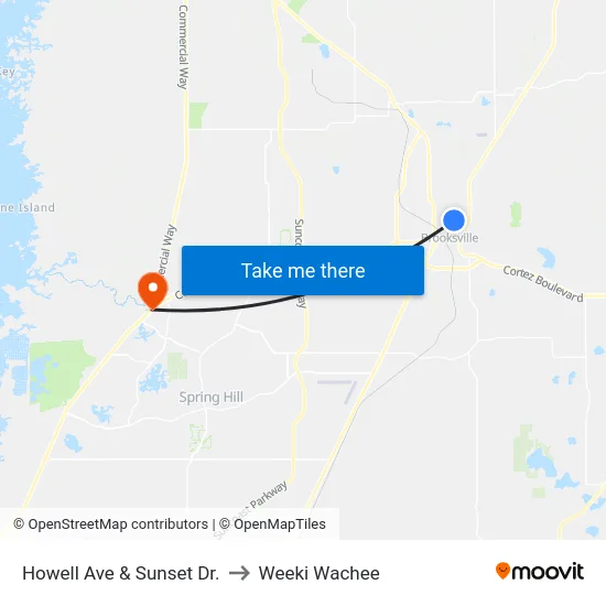 Howell Ave & Sunset Dr. to Weeki Wachee map