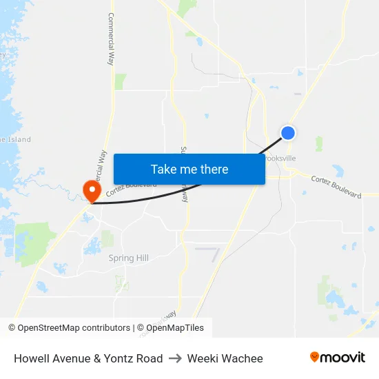 Howell Avenue & Yontz Road to Weeki Wachee map