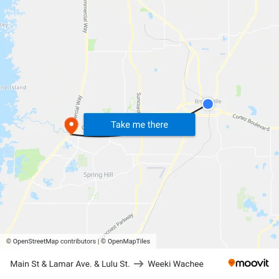 Main St & Lamar Ave. & Lulu St. to Weeki Wachee map