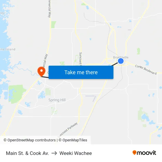 Main St.  & Cook Av. to Weeki Wachee map