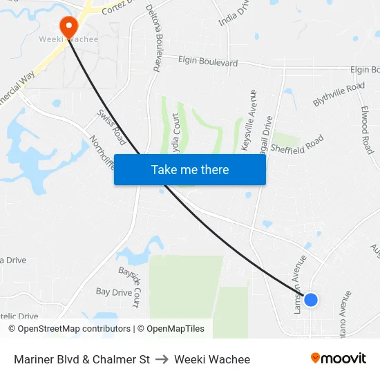 Mariner  Blvd  & Chalmer St to Weeki Wachee map