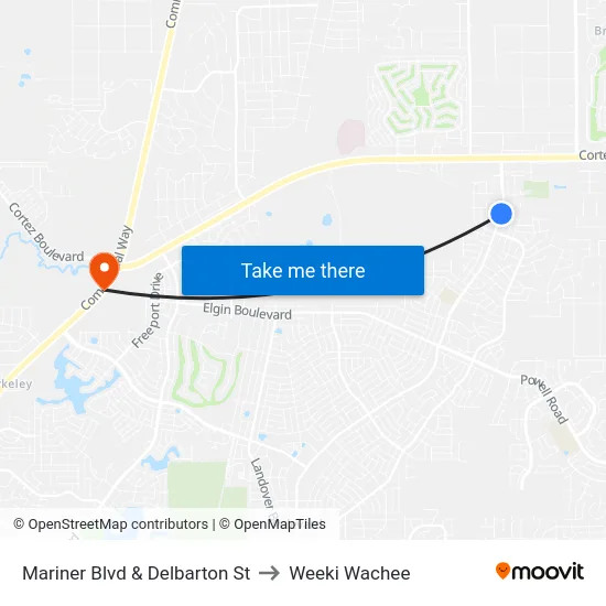 Mariner  Blvd  & Delbarton St to Weeki Wachee map