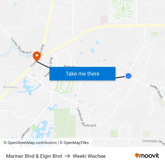 Mariner  Blvd  & Elgin Blvd to Weeki Wachee map