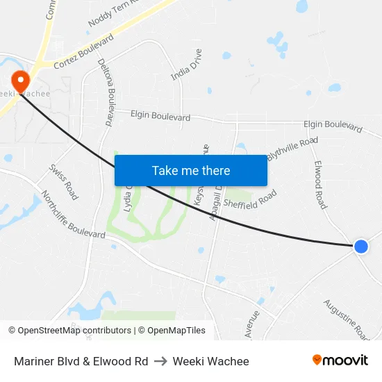 Mariner  Blvd  & Elwood Rd to Weeki Wachee map