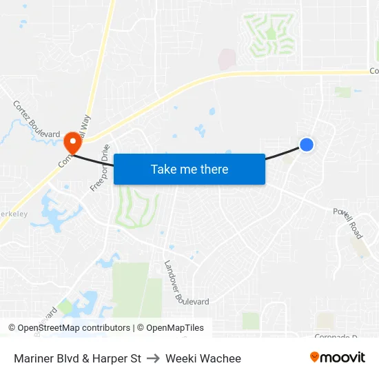 Mariner  Blvd  & Harper St to Weeki Wachee map