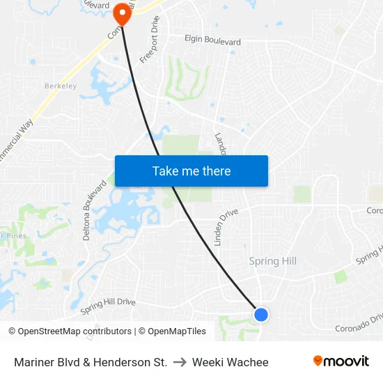 Mariner  Blvd  & Henderson St. to Weeki Wachee map