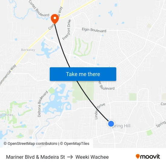 Mariner  Blvd  & Madeira St to Weeki Wachee map