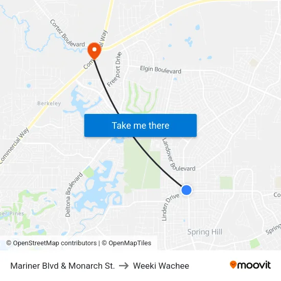Mariner  Blvd  & Monarch St. to Weeki Wachee map