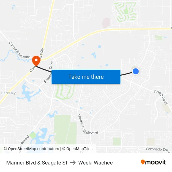 Mariner  Blvd  & Seagate St to Weeki Wachee map