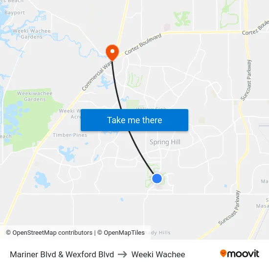 Mariner  Blvd  & Wexford Blvd to Weeki Wachee map