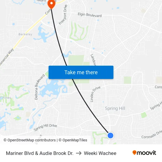 Mariner Blvd  & Audie Brook Dr. to Weeki Wachee map