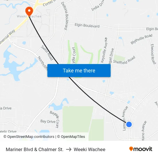 Mariner Blvd  & Chalmer St. to Weeki Wachee map