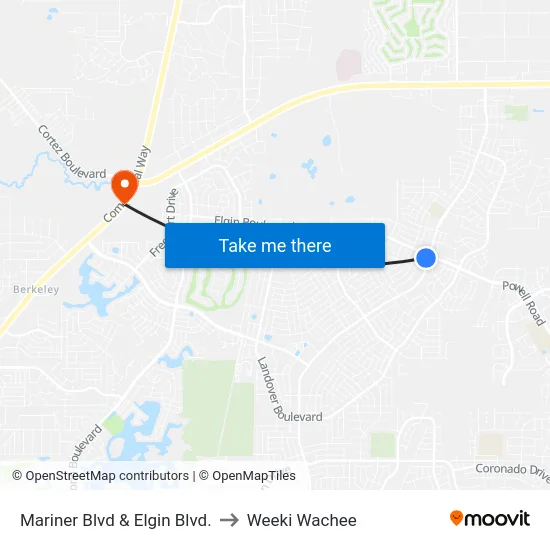 Mariner Blvd  & Elgin Blvd. to Weeki Wachee map