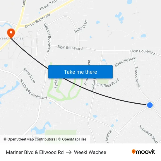 Mariner Blvd  & Ellwood Rd to Weeki Wachee map
