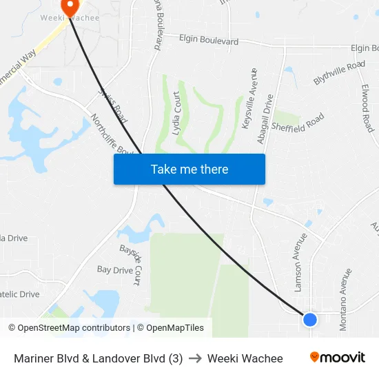 Mariner Blvd  & Landover Blvd (3) to Weeki Wachee map