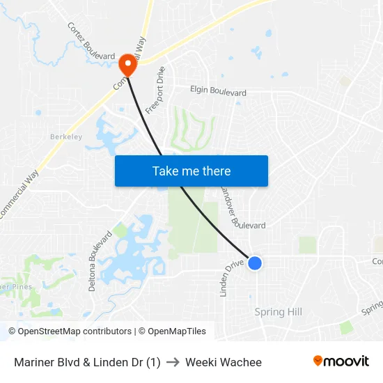 Mariner Blvd  & Linden Dr (1) to Weeki Wachee map