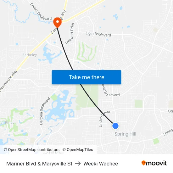 Mariner Blvd  & Marysville St to Weeki Wachee map