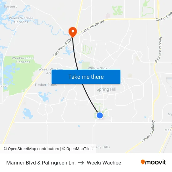 Mariner Blvd  & Palmgreen Ln. to Weeki Wachee map