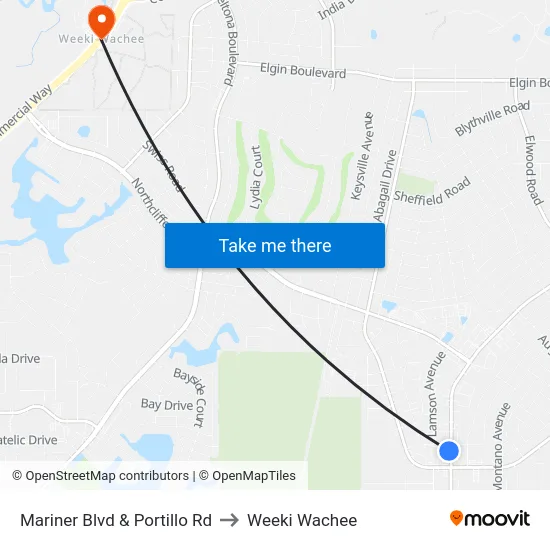 Mariner Blvd  & Portillo Rd to Weeki Wachee map