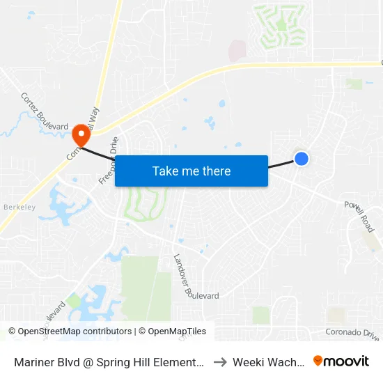 Mariner Blvd @ Spring Hill Elementary to Weeki Wachee map