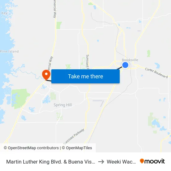 Martin Luther King Blvd. & Buena Vista Ave to Weeki Wachee map