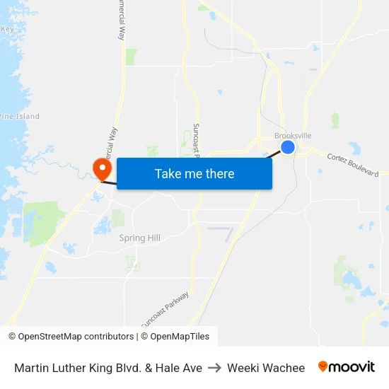 Martin Luther King Blvd. & Hale Ave to Weeki Wachee map