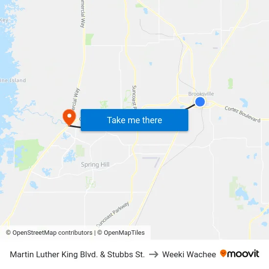 Martin Luther King Blvd. & Stubbs St. to Weeki Wachee map