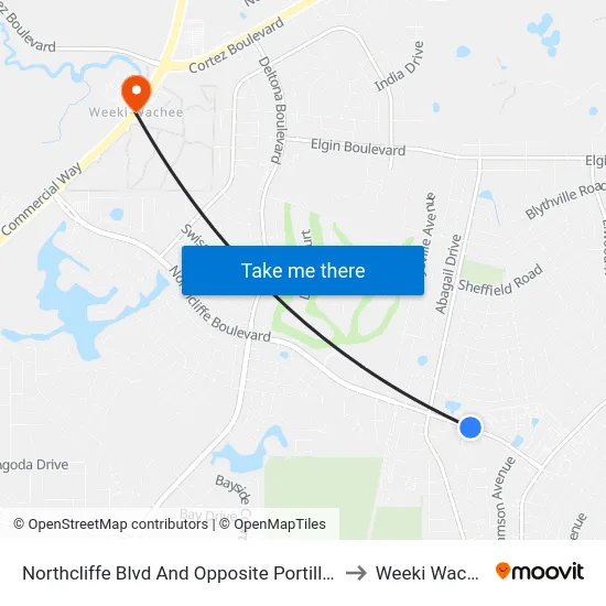 Northcliffe Blvd And Opposite Portillo Rd. to Weeki Wachee map