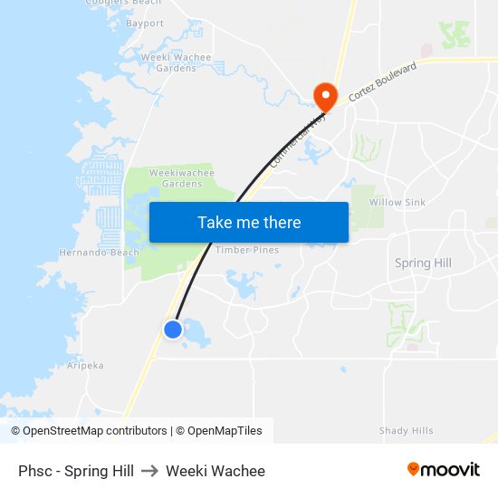 Phsc - Spring Hill to Weeki Wachee map